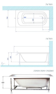 אמבטיה יוקרתית 140/70 ס"מ דגם MTI114