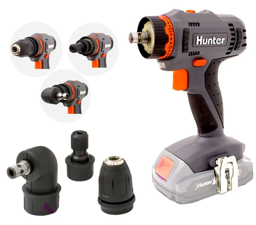 מברגה מודולרית 4IN1 18V  עם סוללה 1.5 אמפר Hunter