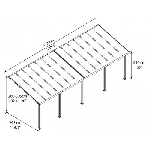 פרגולה אלומיניום Feria לבנה 3x8.5 מק