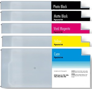 סט 5 קסטות דיו ל-Epson Stylus Pro 7700, 7900 ,9700,9890, 9900