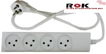 רב שקע 4 כבל עד 1 מטר + מפסק