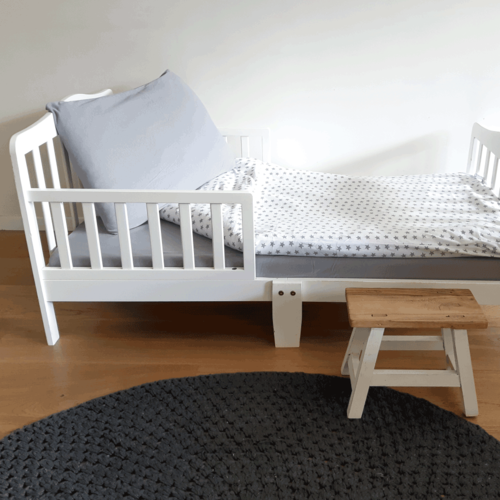 סט 3 חלקים למיטת מעבר 100% כותנה ג'רסי - אפור בהיר נקודות