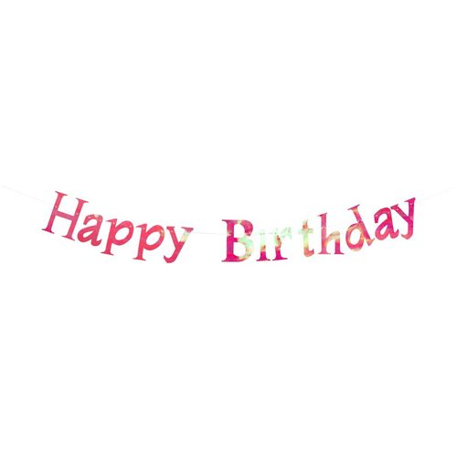 שרשרת HAPPY BIRTHDAY אירידיסנט ורוד