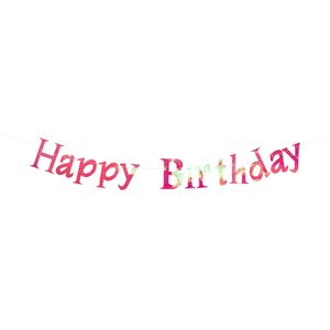 שרשרת HAPPY BIRTHDAY אירידיסנט ורוד