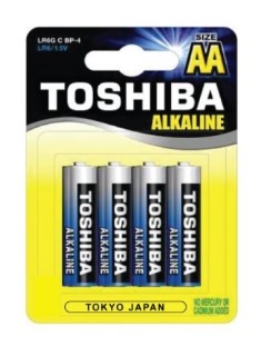 4 סוללות AA טושיבה Toshiba Alkaline 1.5V