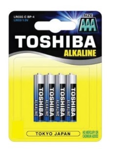 4 סוללות AAA טושיבה Toshiba Alkaline 1.5V תוצרת יפן