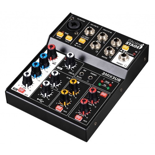 2MIX3UB מיקסר 3 ערוצים כולל USB + Bluetooth Italian Stage