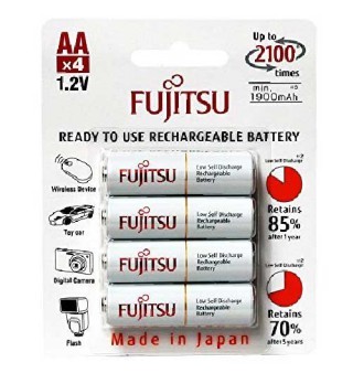 סט 2 חבילות של 4 סוללות נטענות Fujitsu AA 1900mAh