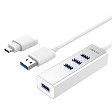 USB 3.0 4-Port Aluminium Hub With USB Type-C Adaptor    USB  מפצל 