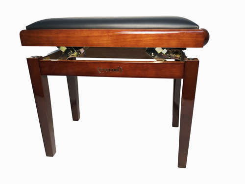 כסא פסנתר מתכוונן בצבע חום וולנט עם טופ שחור דמוי עור PB18 מבית Legrand