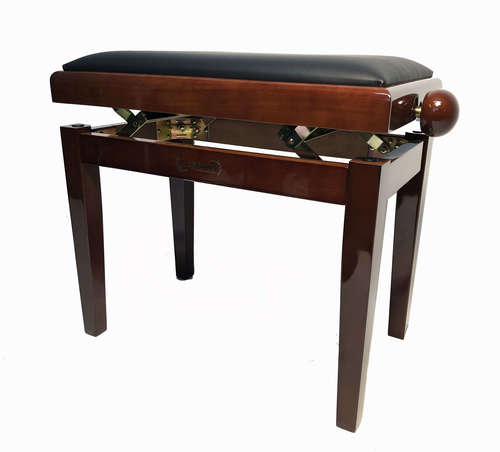 כסא פסנתר מתכוונן בצבע חום וולנט עם טופ שחור דמוי עור PB18 מבית Legrand