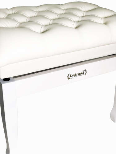 כסא פסנתר מתכוונן דגם פרימיום בצבע לבן מבריק PB6 מבית Legrand