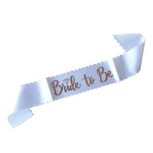סרט לגוף רווקות לבן כיתוב Bride to be cרוז גולד