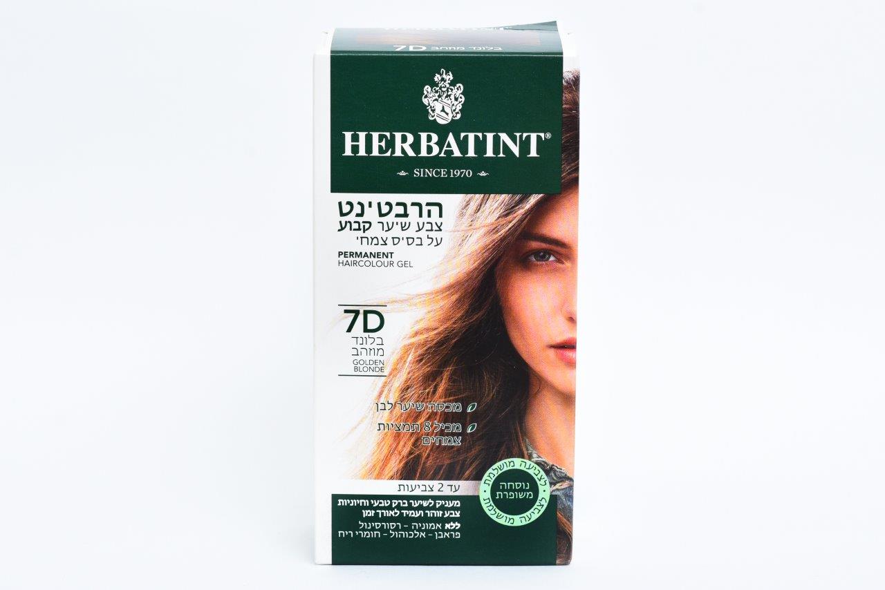 הרבטינט צבע שיער על בסיס צמחי, 7D בלונד מוזהב, HERBATINT