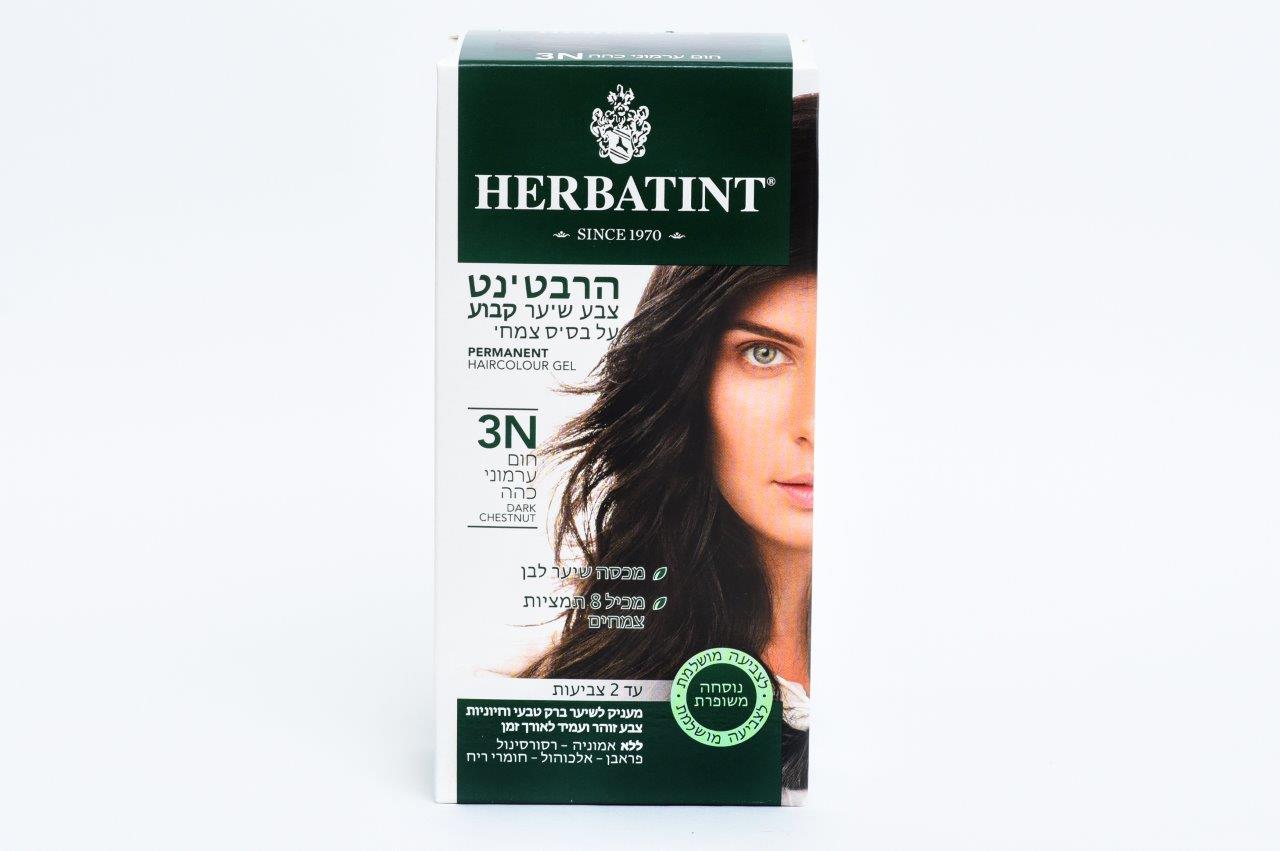 הרבטינט צבע שיער על בסיס צמחי, 3N ערמוני כהה, HERBATINT