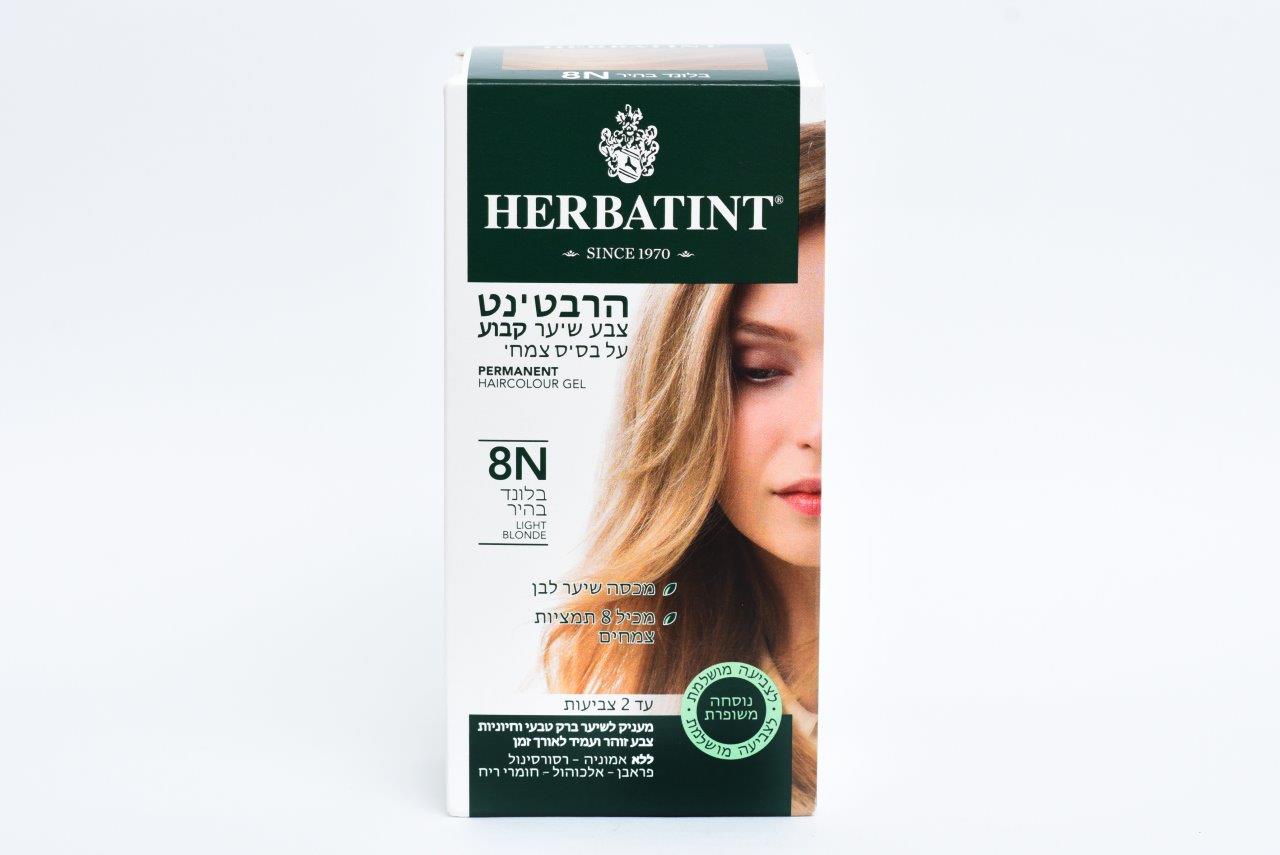 הרבטינט צבע שיער על בסיס צמחי, 8N בלונד בהיר, HERBATINT