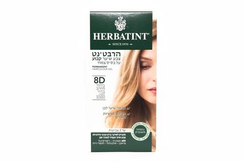 הרבטינט צבע שיער על בסיס צמחי, 8D בלונד מוזהב בהיר, HERBATINT