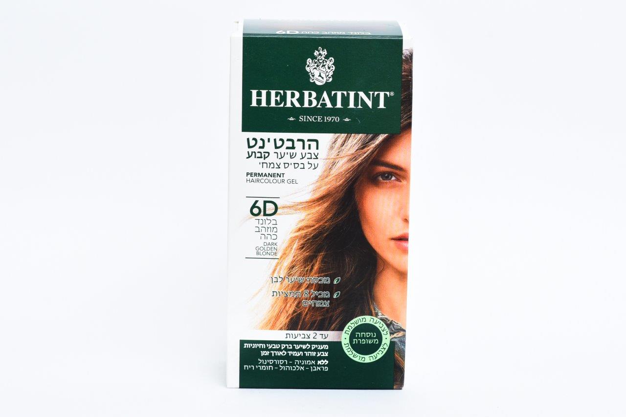 הרבטינט צבע שיער על בסיס צמחי, 6D בלונד מוזהב כהה, HERBATINT