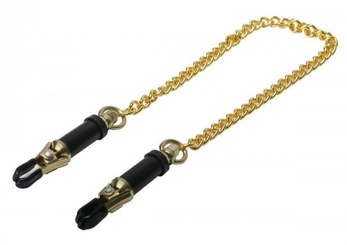 מצבטי פטמות מוזהבים עם שרשרת מתכת XR BRANDS - Deluxe Adjustable Nipple Clamps