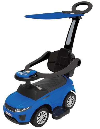 בימבה ג'יפ עם מוט דחיפה להורה 3 ב 1 עם קולות בעברית, צלילים וגגון - כחול