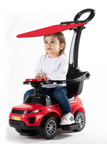 בימבה ג'יפ עם מוט דחיפה להורה 3 ב 1 עם קולות בעברית, צלילים וגגון - כחול