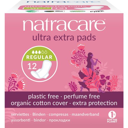 תחבושת נורמל אקסטרה 12 יחידות נטרהקייר Maxi Pads Normal 12ea Natracare