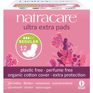 תחבושת נורמל אקסטרה 12 יחידות נטרהקייר Maxi Pads Normal 12ea Natracare