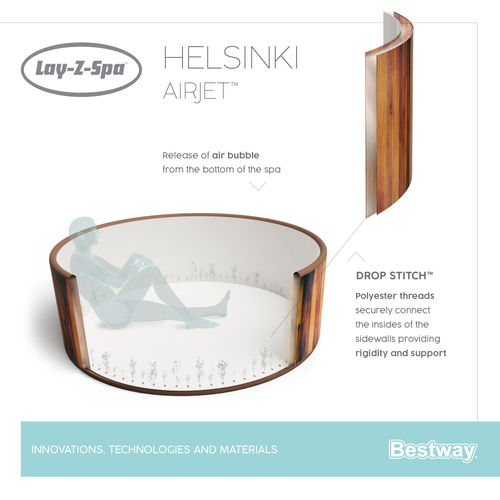 ג'קוזי מתנפח לגינה ולבית ל 5-7 אנשים BESTWAY 54189 LAY-Z-SPA HELSINKI