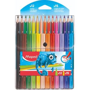 אריזה משולבת 15 צבעי עפרון+12 טושים רחיצים מפד