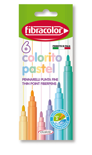 טוש הדגשה FIBRA COLOR   צבעי פסטל6  +6 צבעים זוה