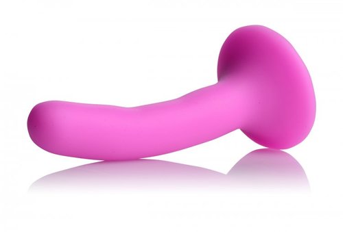 דילדו מתחילות לסטרפ און בגודל קטן בצבע ורוד XR Brands - Pink Silicone Strap-On Dildo - Small