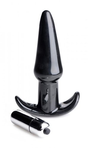 פלאג אנאלי רוטט צבע שחור XR Brands - Smooth Vibrating Anal Plug - Black