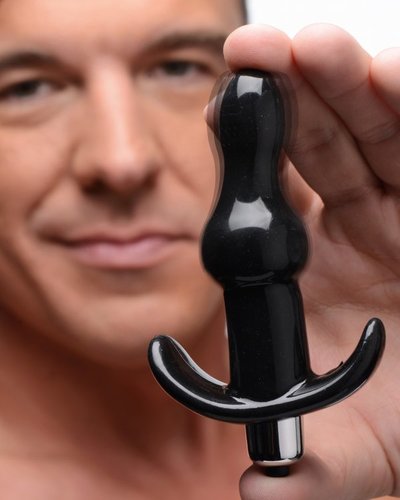 פלאג אנאלי רוטט צבע שחור XR Brands - Bumpy Vibrating Anal Plug - Black