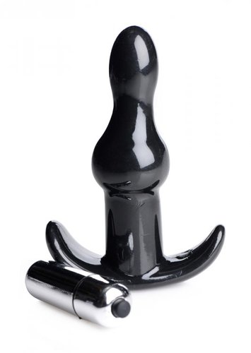 פלאג אנאלי רוטט צבע שחור XR Brands - Bumpy Vibrating Anal Plug - Black