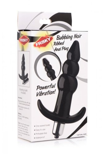 פלאג אנאלי כדורי רוטט צבע שחור XR Brands - Ribbed Vibrating Butt Plug - Black