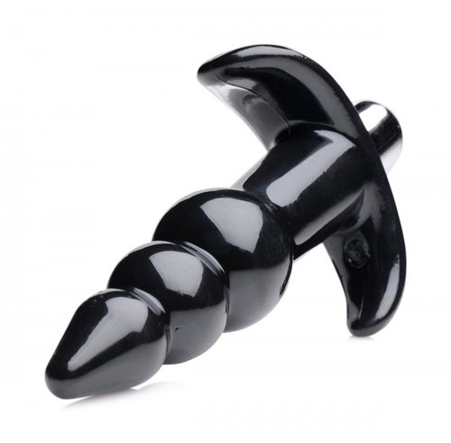 פלאג אנאלי כדורי רוטט צבע שחור XR Brands - Ribbed Vibrating Butt Plug - Black