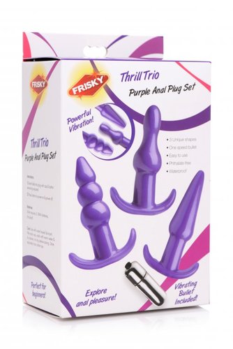 סט פלאגים להרחבה אנאלית מסיליקון למתחילות  XR Brands - Thrill Trio Anal Plug Set - Purple