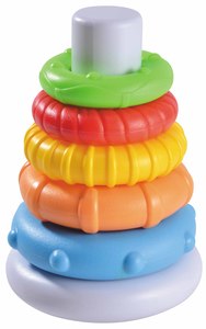 מגדל טבעות מפלסטיק עם 5 טבעות
