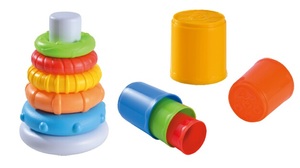 מארז 2 ב 1 מגדל טבעות ומגדל כוסות מפלסטיק