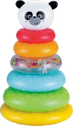 מגדל טבעות צבעוני פנדה עם 4 טבעות + טבעת רעשן