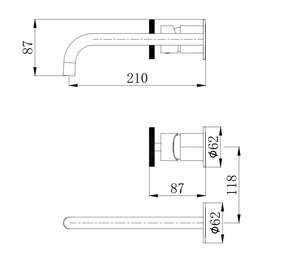 מערכת קיר ידית שיבר ניקל מוברש 1005CB סיוון אופיר