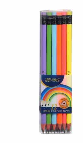 עפרונות עם מחק PVC זוהרים בקופסה 12 יח'