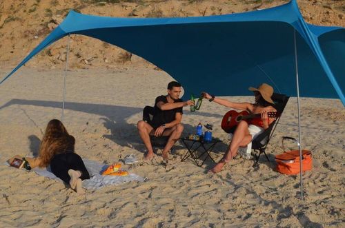 ציליית חוף שקי חול 3X3 מ' רצועות בד - צבע כחול NGL
