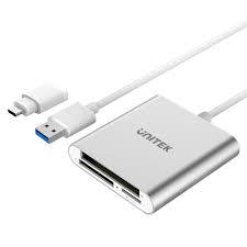 USB 3.0 3-Port Memory Card Reader with USB Type-C Adaptor     קורא כרטיסם