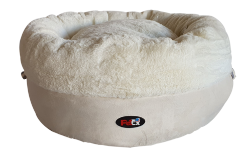 SPUN SUGAR מיטת פרווה יוקרתית לכלב בצבע קרם ובגודל 50X50 ס