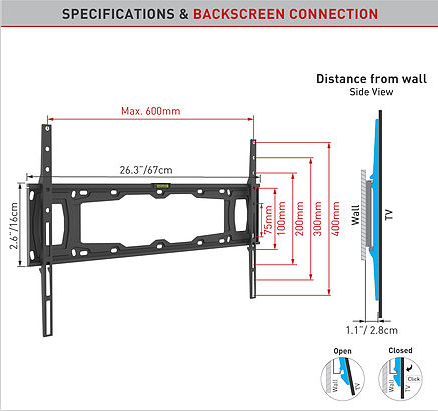 תמונת מוצר נוספת מתקן תליה לטלוויזיה ‏זרועות ברקן E400PLUS
