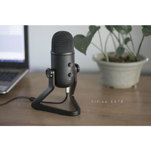 Fifine k678 מיקרופון USB, כולל יציאת אוזניות, GAIN ו-MUTE