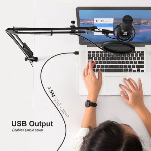 ערכת ZOOM: מיקרופון USB כולל זרוע שדרים ומסנן רעשים Fifine T669	