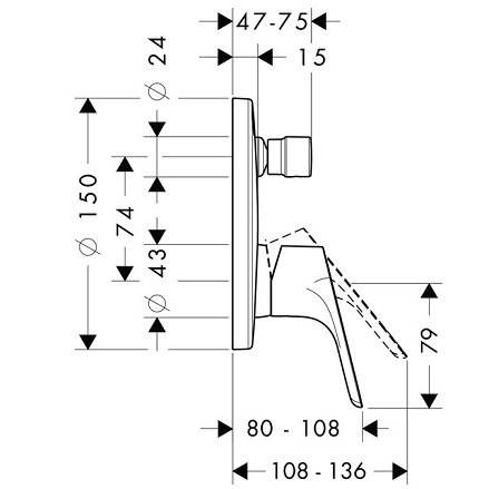 כיסוי לאינטרפוץ HANSGROHE דרך 4 מקט 31945000
