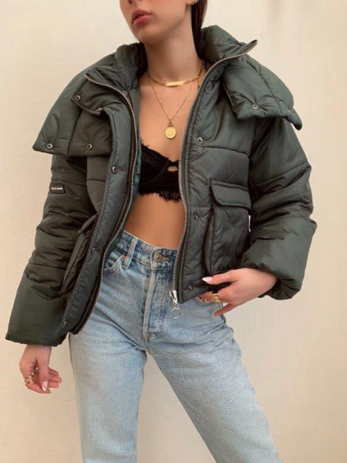 emerald green down jacket